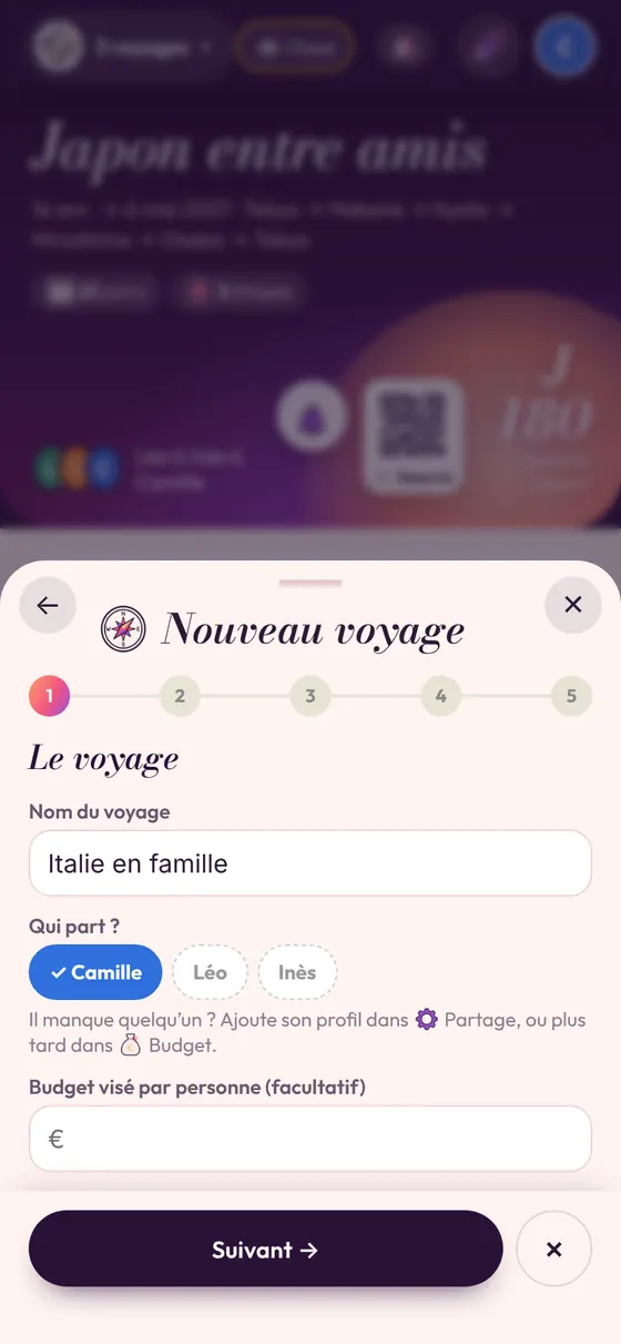 L’assistant de création de voyage