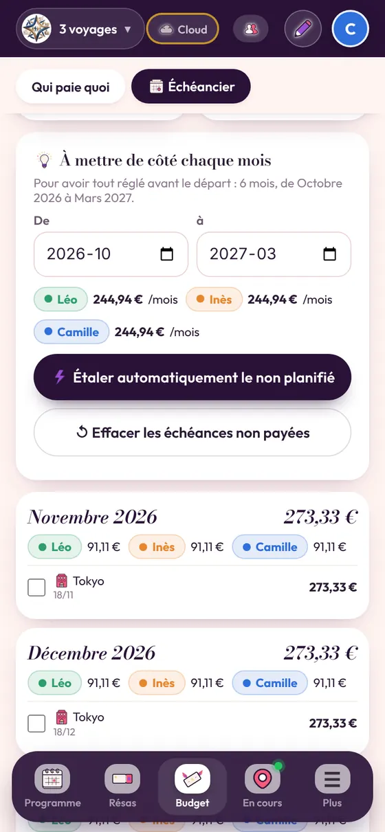 L’échéancier : ce qu’il faut mettre de côté chaque mois