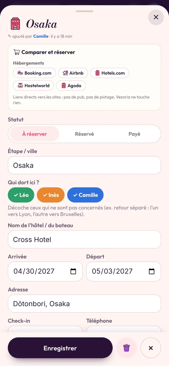 Une fiche avec ses pièces jointes